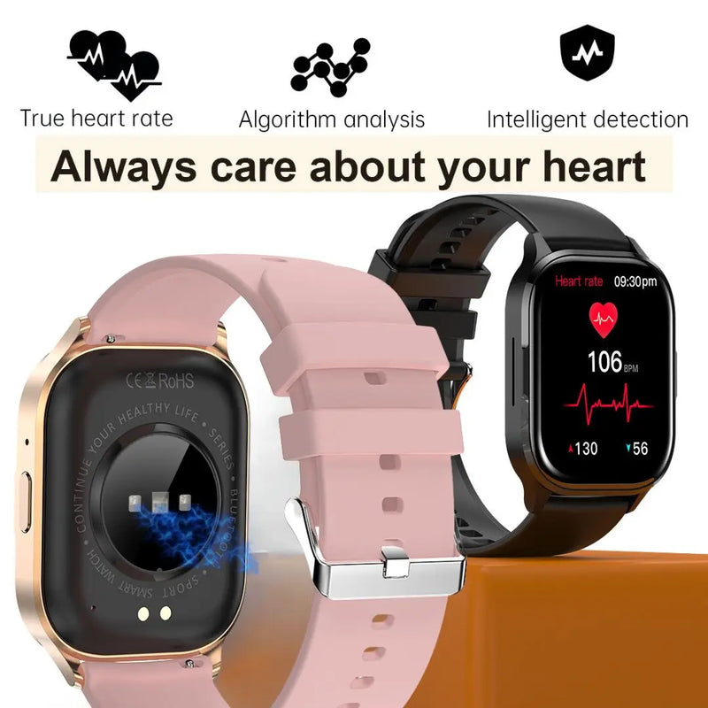 Smart watch 2 Polegada tela amoled sempre ligada relógio eletrônico inteligente unisex chamada multi esporte freqüência cardíaca pressão arterial pulseira de fitness