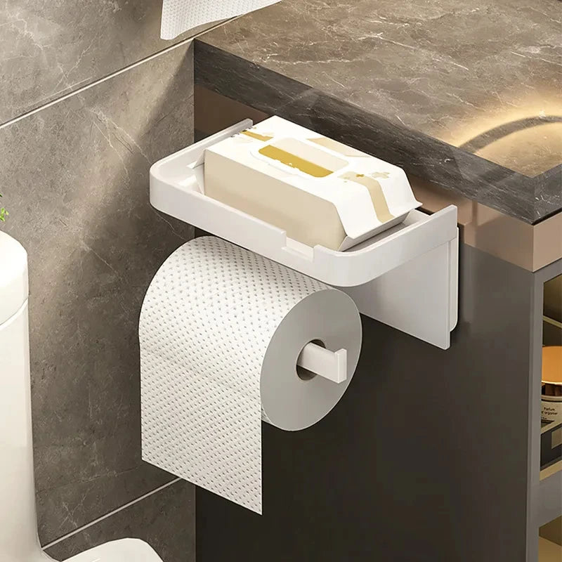 Suporte de papel higiênico com rack de armazenamento