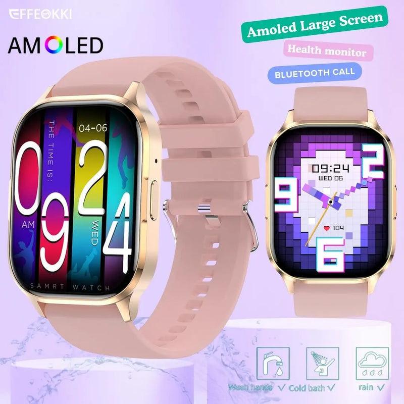Smart watch 2 Polegada tela amoled sempre ligada relógio eletrônico inteligente unisex chamada multi esporte freqüência cardíaca pressão arterial pulseira de fitness