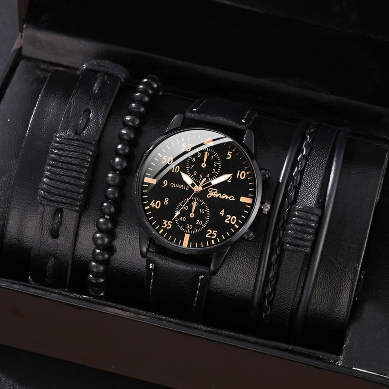 Relógios esportivos masculinos, relógio de pulso de quartzo de negócios, pulseiras de couro marrom de luxo, relógio casual masculino (sem caixa)