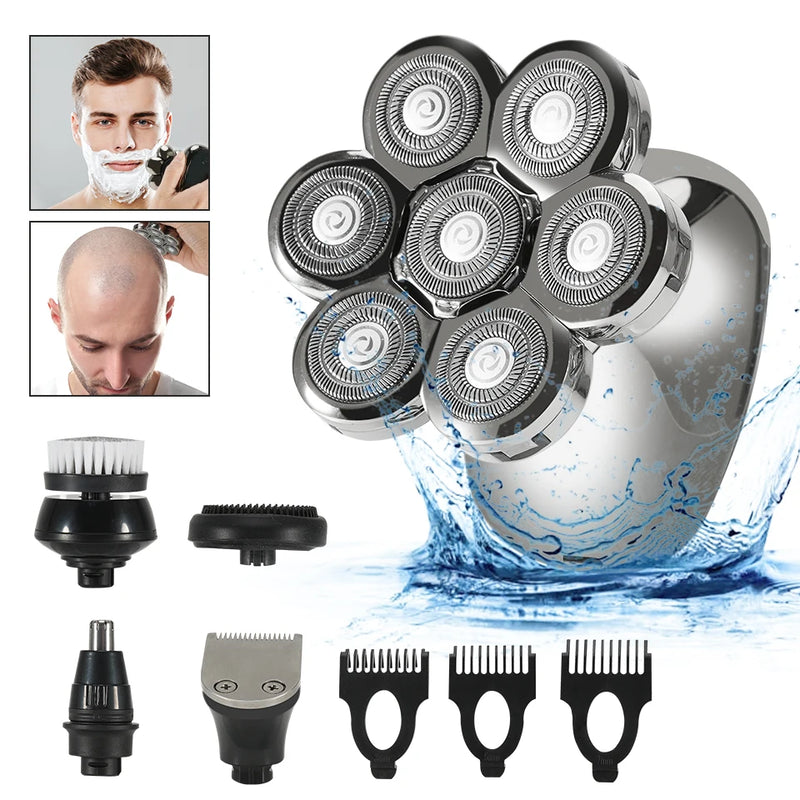 Kit barbeador profissional para cabeça e barba USB 5 recarregável a prova d'água