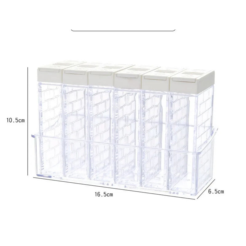Caixa de armazenamento e porta temperos e especiarias transparente 6 peças