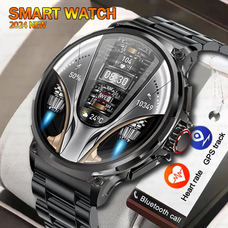 1.85 Polegada hd relógio inteligente masculino 710mah bluetooth chamada freqüência cardíaca relógio esportivo faixa GPS 400 + dial 2024novo xiaomi huawei smartwatch